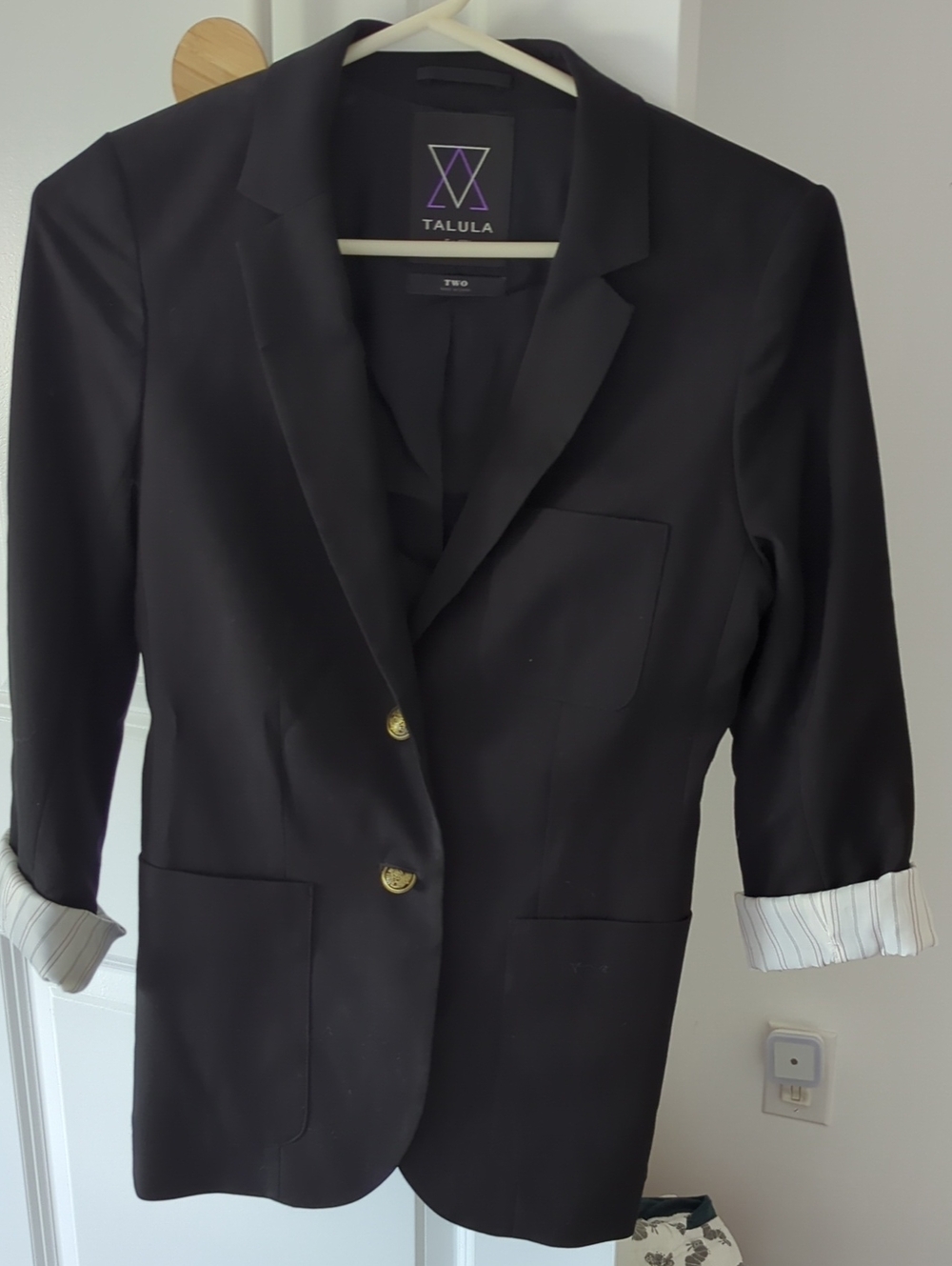 Aritzia Talula Black Blazer with Gold Buttons